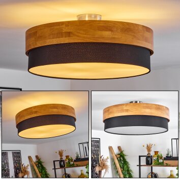 Vrolle Plafondlamp Hout licht, Nikkel mat, 3-lichts