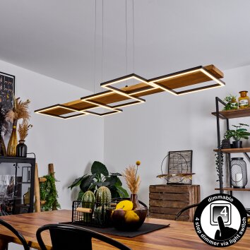 Pompu Hanglamp LED Hout licht, Zwart, 1-licht