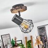 Bardhaman Plafondlamp Hout licht, houtlook, Zwart, 1-licht