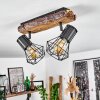 Bardhaman Plafondlamp Hout licht, houtlook, Zwart, 2-lichts