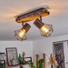 Bardhaman Plafondlamp Hout licht, houtlook, Zwart, 2-lichts