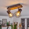 Bardhaman Plafondlamp Hout licht, houtlook, Zwart, 2-lichts