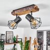 Bardhaman Plafondlamp Hout licht, houtlook, Zwart, 2-lichts