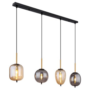 Globo BLACKY Hanglamp Messing, Zwart, 4-lichts