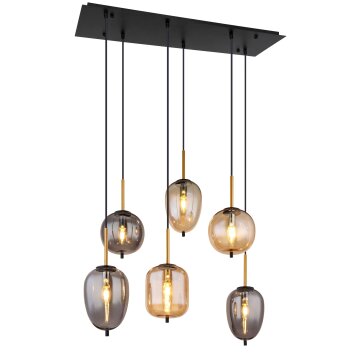 Globo BLACKY Hanglamp Messing, Zwart, 6-lichts