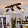 Brenier Plafondlamp Hout donker, Zwart, 3-lichts