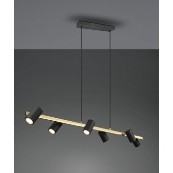 Trio Marley Hanglamp Zwart-Goud, 6-lichts