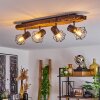 Bardhaman Plafondlamp Bruin, houtlook, Zwart, 4-lichts