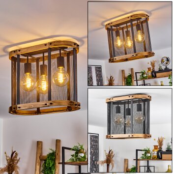 Feillens Plafondlamp Natuurlijke kleuren, Zwart, 3-lichts