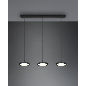 Trio Tray Hanglamp LED Zwart, 3-lichts