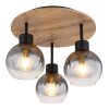 Globo MOITAS Plafondlamp houtlook, Zwart, 3-lichts