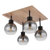 Globo MOITAS Plafondlamp houtlook, Zwart, 4-lichts