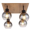 Globo MOITAS Plafondlamp houtlook, Zwart, 4-lichts