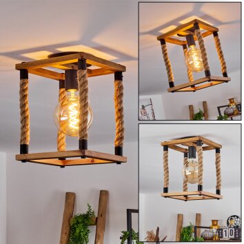 Lautremen Plafondlamp Bruin, Natuurlijke kleuren, Zwart, 1-licht