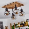 Vouhet Plafondlamp Bruin, houtlook, Zwart, 4-lichts