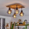 Vouhet Plafondlamp Bruin, houtlook, Zwart, 4-lichts