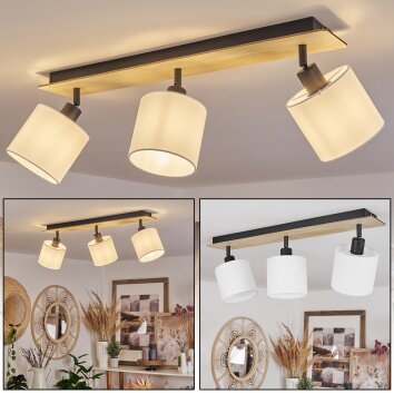 Alsen Plafondlamp Hout licht, Zwart, 3-lichts