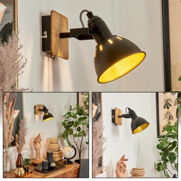 Tina Muurlamp Chroom, Natuurlijke kleuren, Zwart, 1-licht