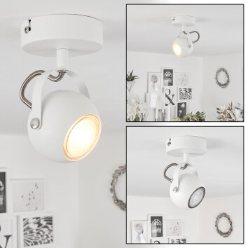 Gadmen Muurlamp Chroom, Wit, 1-licht