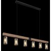 Globo HADERA Hanger houtlook, Zwart, 6-lichts