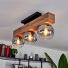 Vouhet Plafondlamp Bruin, houtlook, Zwart, 3-lichts