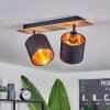 Alsen Plafondlamp Hout licht, Zwart, 2-lichts