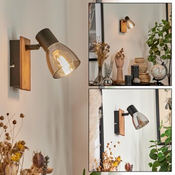 Murianette Muurlamp Natuurlijke kleuren, Zwart, 1-licht