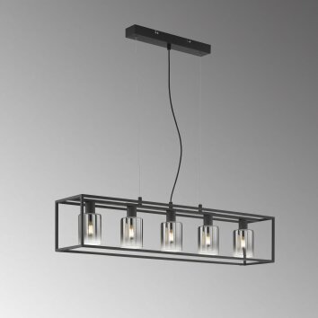 Fischer & Honsel Iska Hanglamp Zwart, 5-lichts