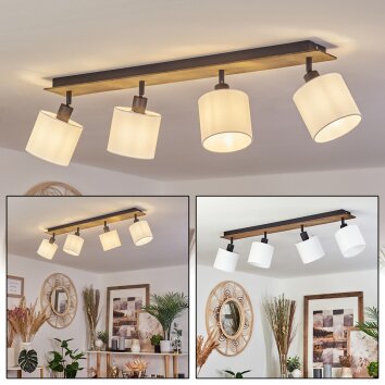 Alsen Plafondlamp Hout donker, Zwart, 4-lichts