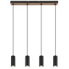 Globo ROBBY Hanger houtlook, Zwart, 4-lichts