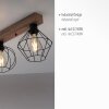 Leuchten-Direkt KASKA Plafondlamp houtlook, Zwart, 4-lichts