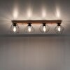 Leuchten-Direkt KASKA Plafondlamp houtlook, Zwart, 4-lichts