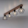 Leuchten-Direkt KASKA Plafondlamp houtlook, Zwart, 4-lichts