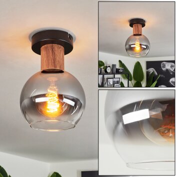 Vouhet Plafondlamp Bruin, houtlook, Zwart, 1-licht