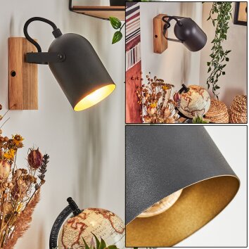 Vergoignan Muurlamp Natuurlijke kleuren, Zwart, 1-licht