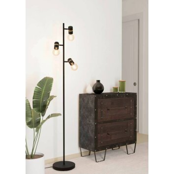 Eglo LURONE Staande lamp Messing, Zwart, 3-lichts