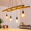 Canazei Hanglamp Bruin, Hout licht, Zwart, 4-lichts