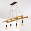 Canazei Hanglamp Bruin, Hout licht, Zwart, 4-lichts