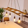 Canazei Hanglamp Bruin, Hout licht, Zwart, 4-lichts