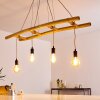 Canazei Hanglamp Bruin, Hout licht, Zwart, 4-lichts