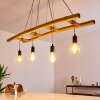 Canazei Hanglamp Bruin, Hout licht, Zwart, 4-lichts