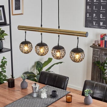 Abodaneira Hanglamp Messing, Zwart, 4-lichts