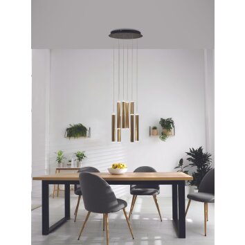 Fabas Luce Prado Hanglamp LED Goud, Zwart, 8-lichts