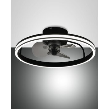 Fabas Luce Relais plafondventilator LED Zwart, 1-licht