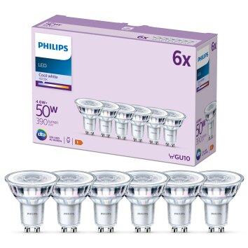 Philips Klassiek Set van 6 LED GU10 4,6 Watt 4000 Kelvin 390 Lumen