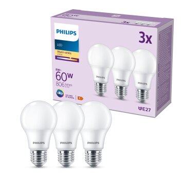 Philips Klassieke set van 3 LED E27 8 Watt 2700 Kelvin 806 Lumen