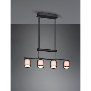 Trio Burton Hanglamp Zwart, 4-lichts