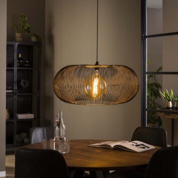 Agueda Hanglamp Donkerbruin, Nikkel mat, Zwart, 1-licht