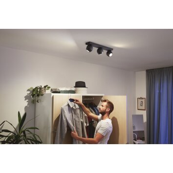 Philips Hue Buckram Plafondlamp LED Zwart, 3-lichts, Afstandsbediening