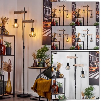 Bardhaman Staande lamp Natuurlijke kleuren, Zwart, 2-lichts